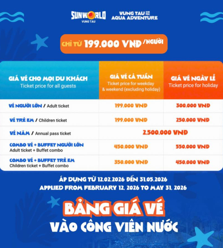 Sun World Vũng Tàu 2026 Chính Thức Mở Cửa – Giá Vé Từ 199K, Công Viên Nước Lớn Nhất Miền Nam