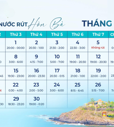 Lịch Nước Rút Hòn Bà Vũng Tàu Tháng 04 /2025