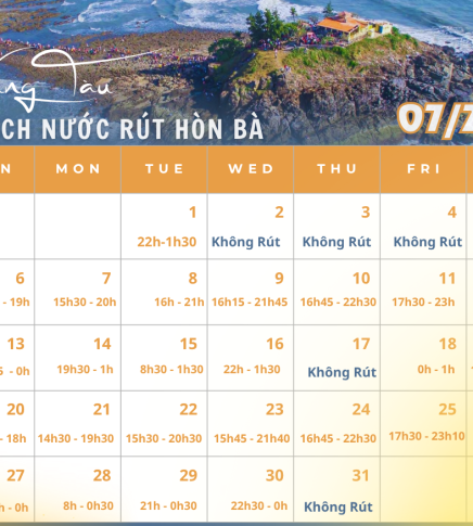Lịch nước rút Hòn Bà Vũng Tàu tháng 7/2025
