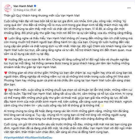 Vạn Hạnh Mall gởi tâm thư xúc động 